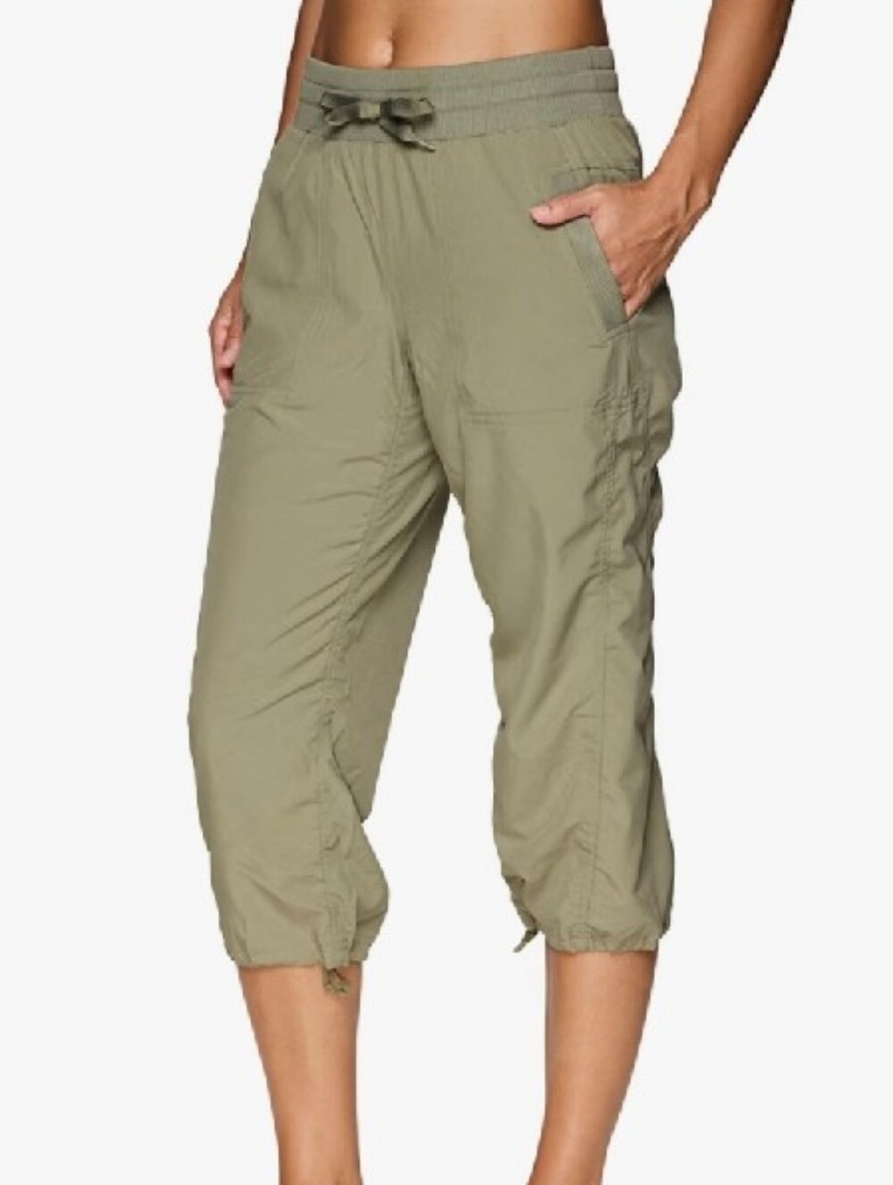 RBX Smoke Sage Active Capri Size Med Drawstring Waist & Adjustable Leg